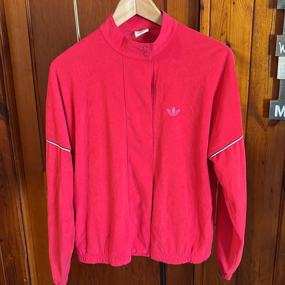 VTG Adidas Velour Sweater jacket Women’s L Pink vintage